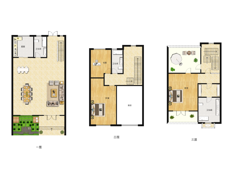 3室1厅3卫 别墅 售罄户型图