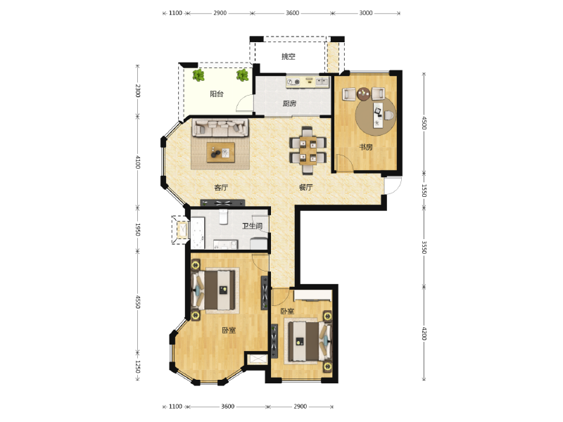 3室2厅1卫 住宅 售罄户型图