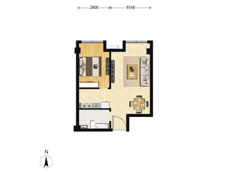 1室2厅1卫 商业类 在售户型图