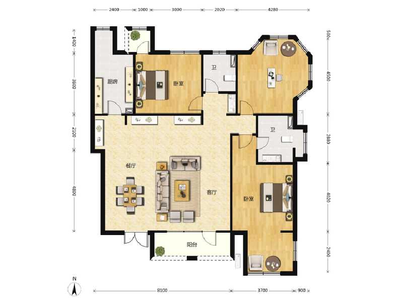 3室2厅2卫 住宅 在售户型图