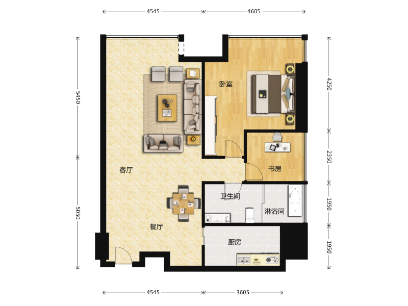 2室2厅1卫 商业类 在售户型图
