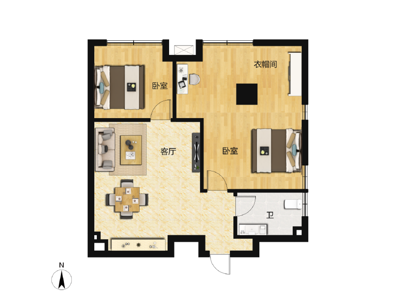 2室1厅1卫 商业类 待售户型图
