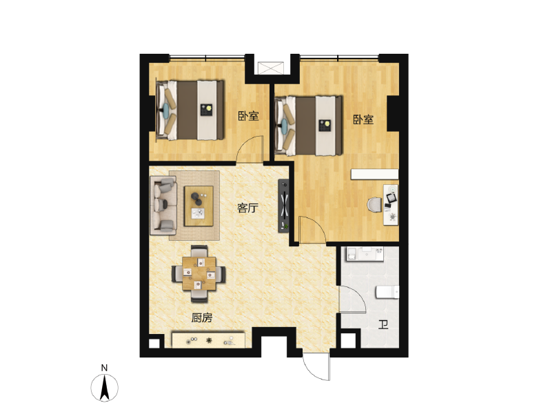 2室1厅1卫 商业类 待售户型图