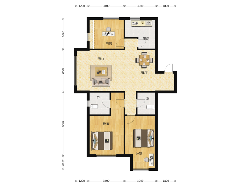 3室2厅2卫 住宅 在售户型图