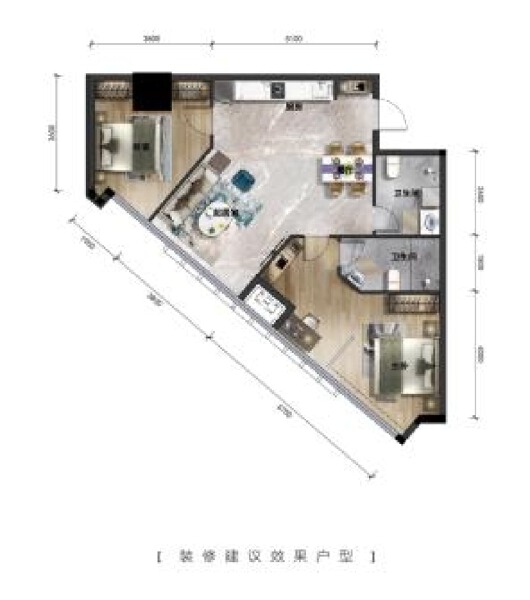 2室2厅2卫 商业类 待售户型图