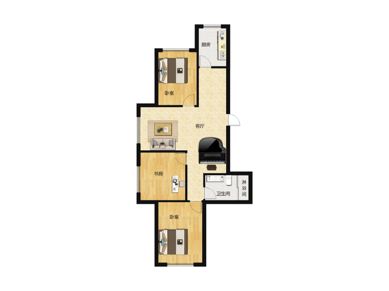 3室2厅1卫 住宅 在售户型图