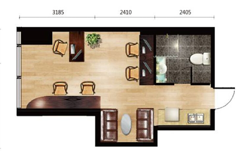 1室1厅1卫 商业类 在售户型图