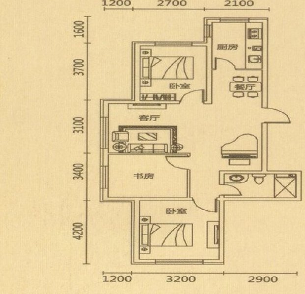 3室2厅1卫 住宅 在售户型图