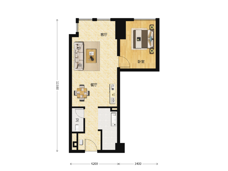 1室2厅1卫 商业类 在售户型图