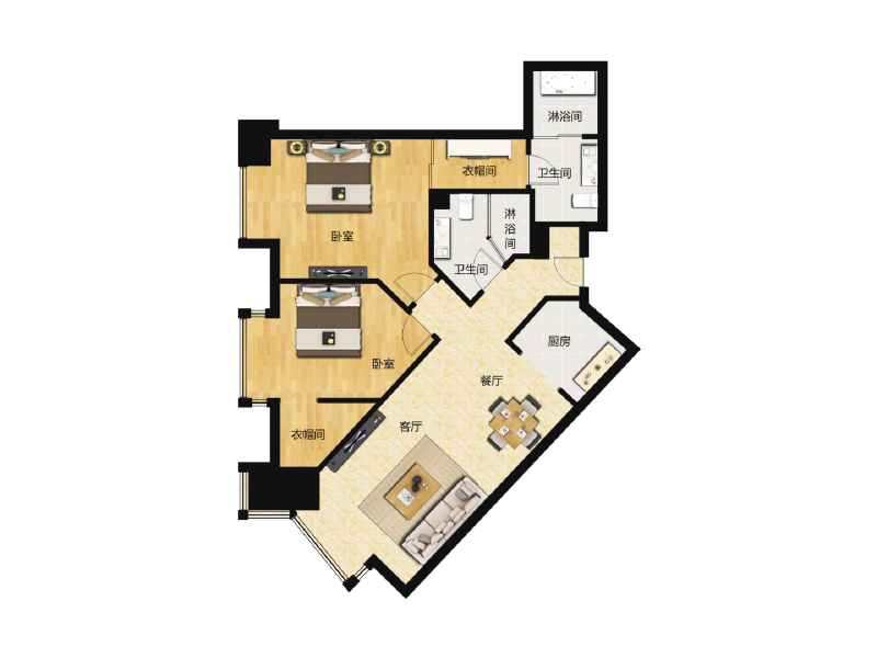 2室2厅2卫 商业类 在售户型图