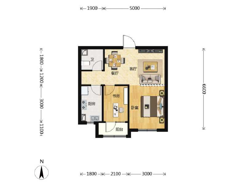 2室2厅1卫 住宅 在售户型图