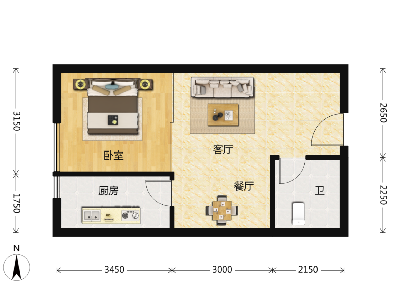 1室2厅1卫 商业类 在售户型图