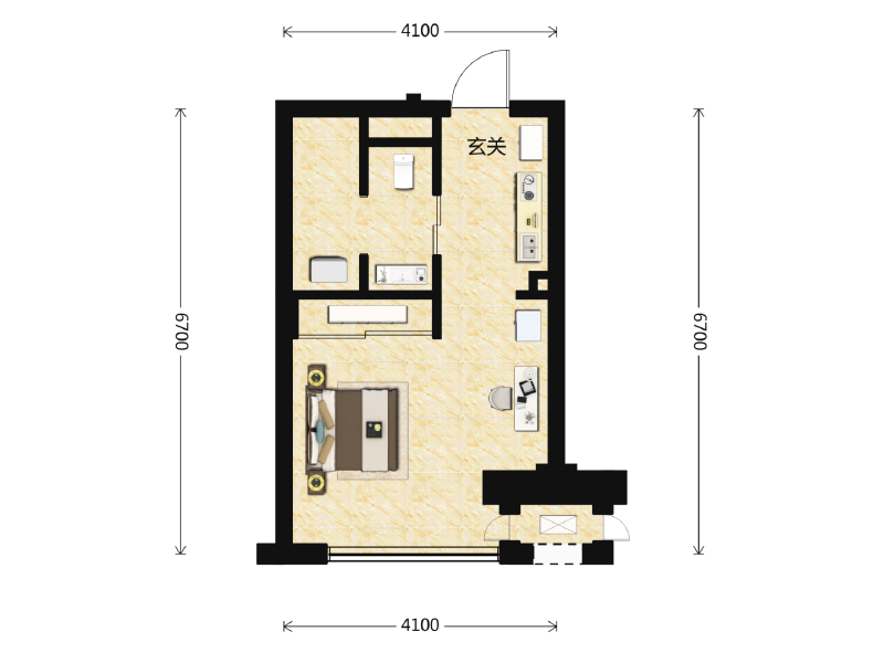 1室1厅1卫 商业类 在售户型图