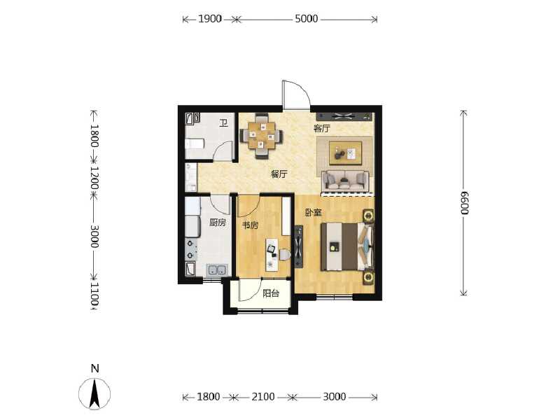 2室2厅1卫 住宅 在售户型图