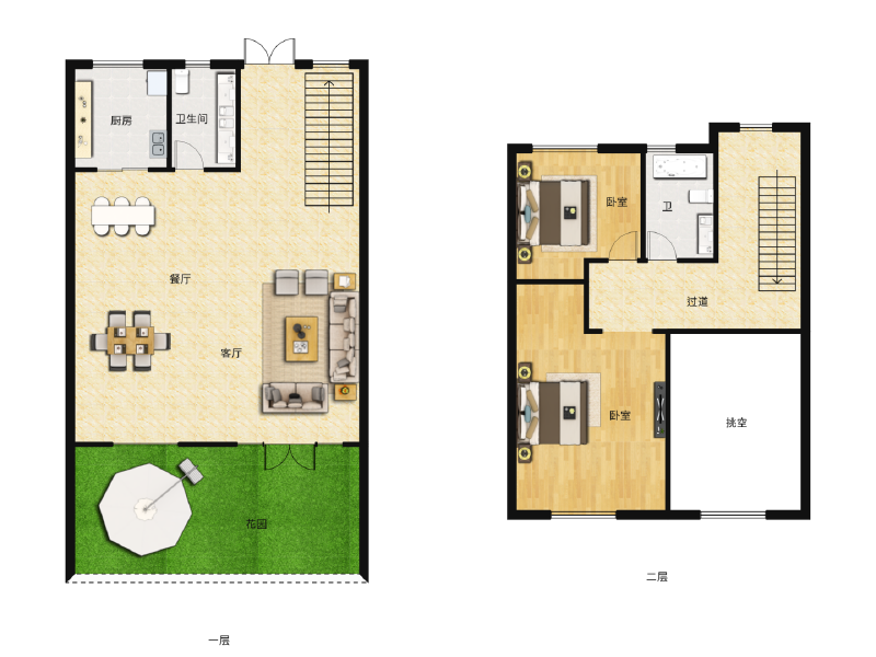 2室1厅2卫 别墅 售罄户型图