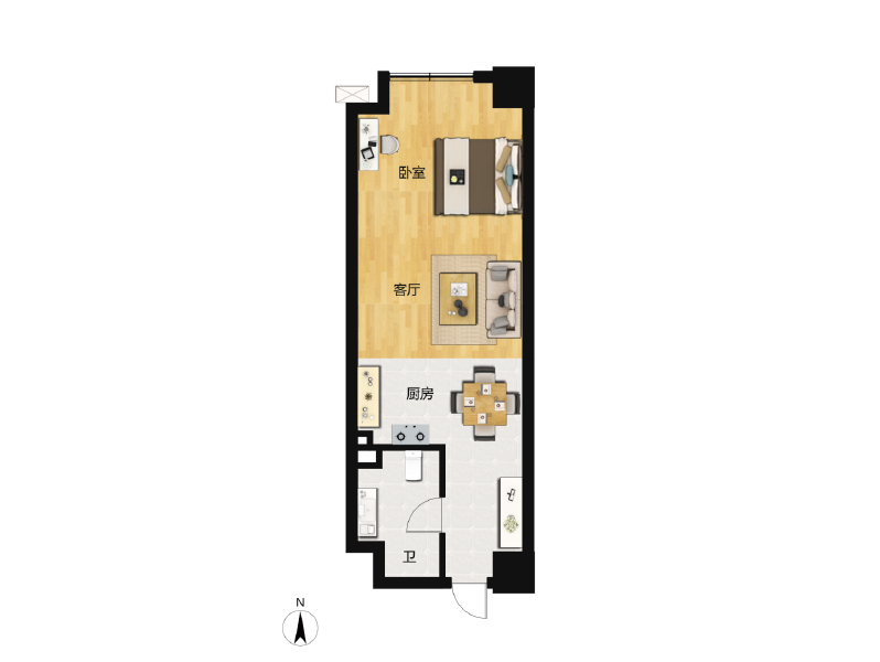 1室1厅1卫 商业类 待售户型图