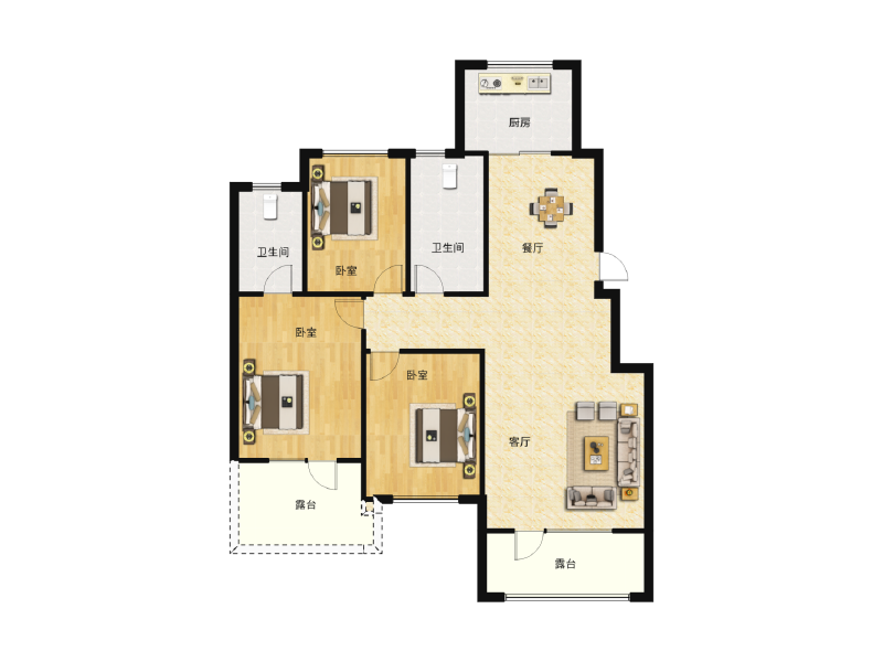 3室2厅2卫 住宅 在售户型图
