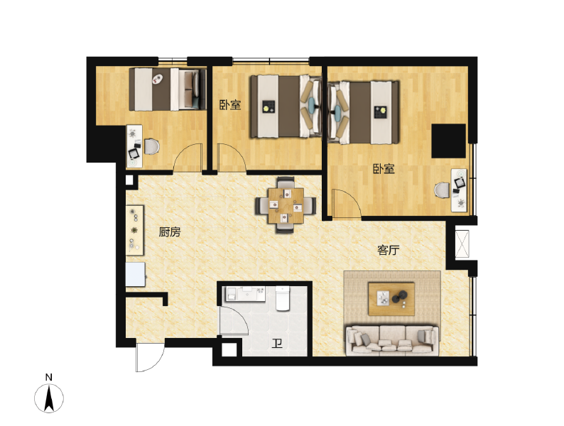 3室2厅1卫 商业类 待售户型图