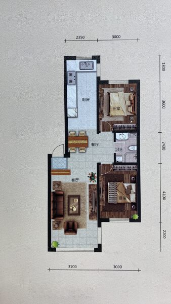 2室2厅1卫 住宅 在售户型图