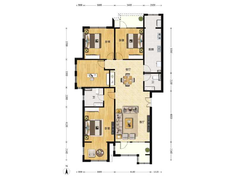 4室2厅2卫 住宅 售罄户型图