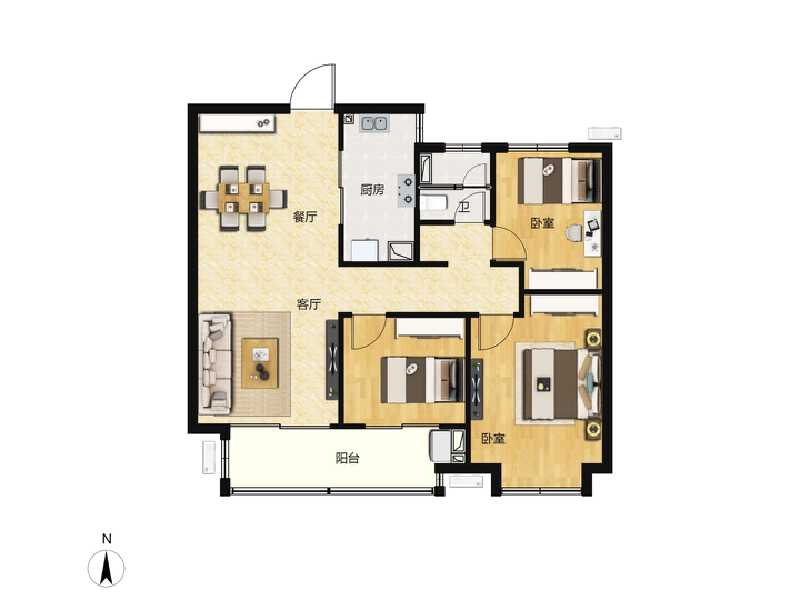 3室2厅1卫 住宅 在售户型图