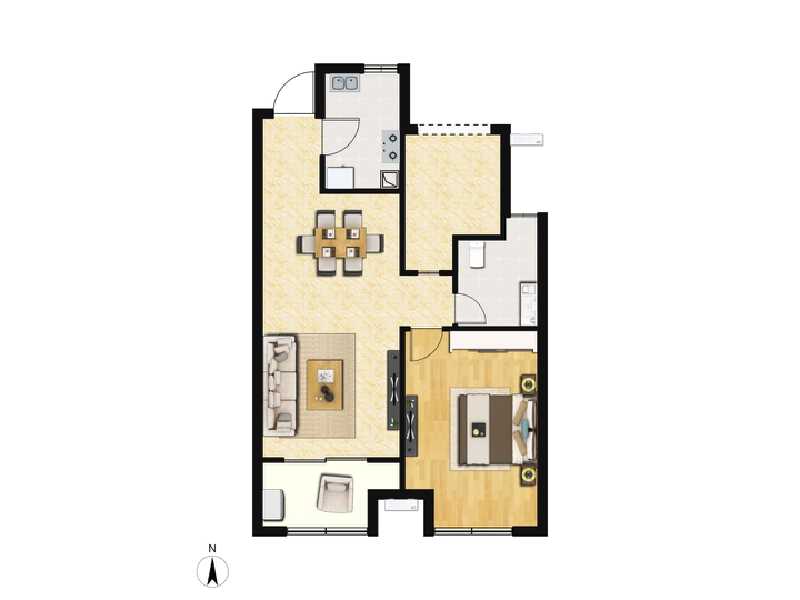 1室2厅1卫 住宅 在售户型图