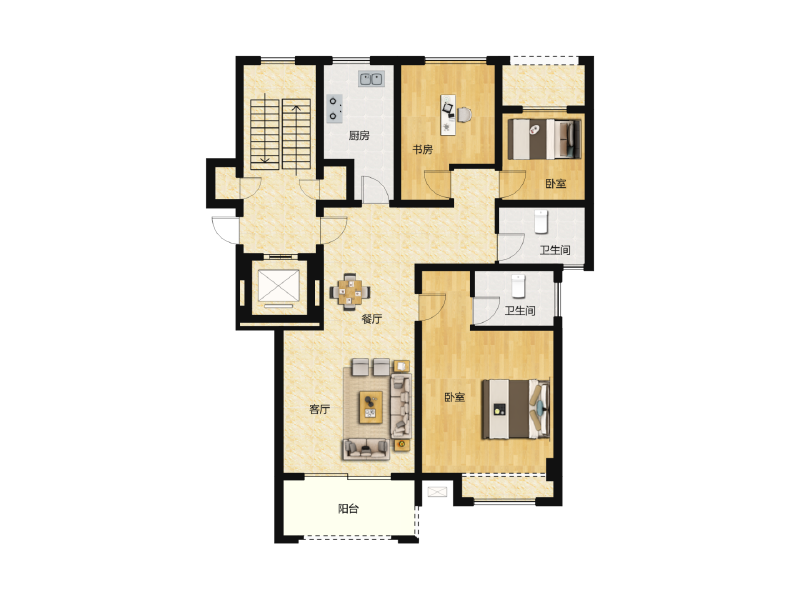 3室2厅2卫 住宅 售罄户型图