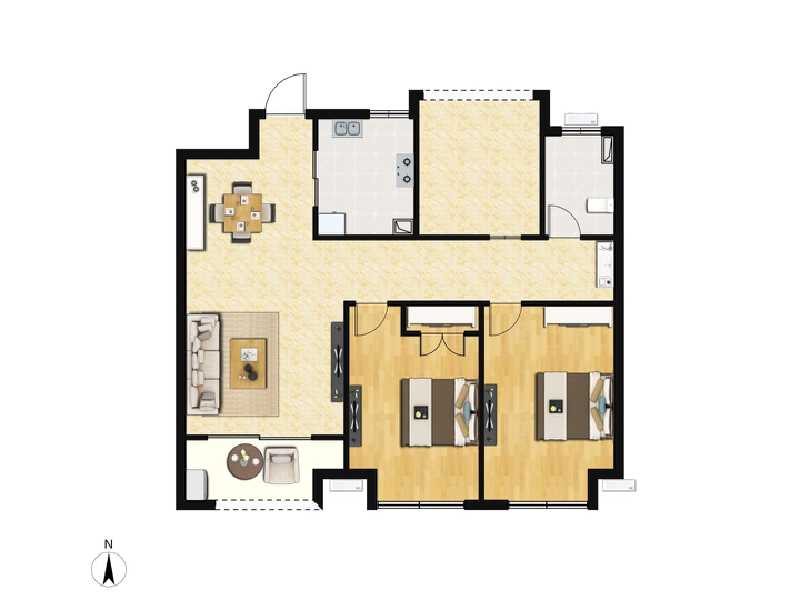 2室2厅1卫 住宅 售罄户型图