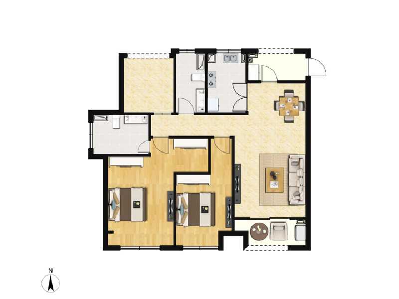 2室2厅2卫 住宅 售罄户型图