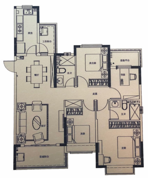 4室2厅2卫 住宅 售罄户型图