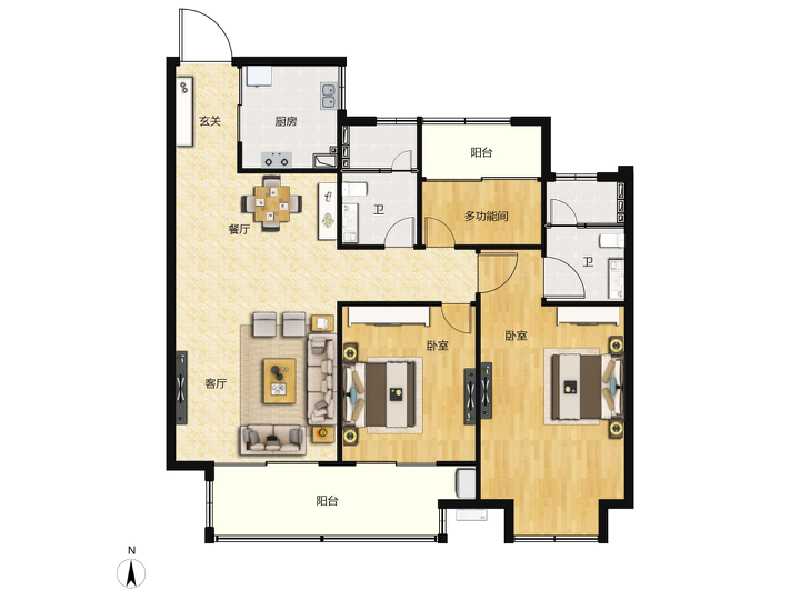 3室2厅2卫 住宅 在售户型图
