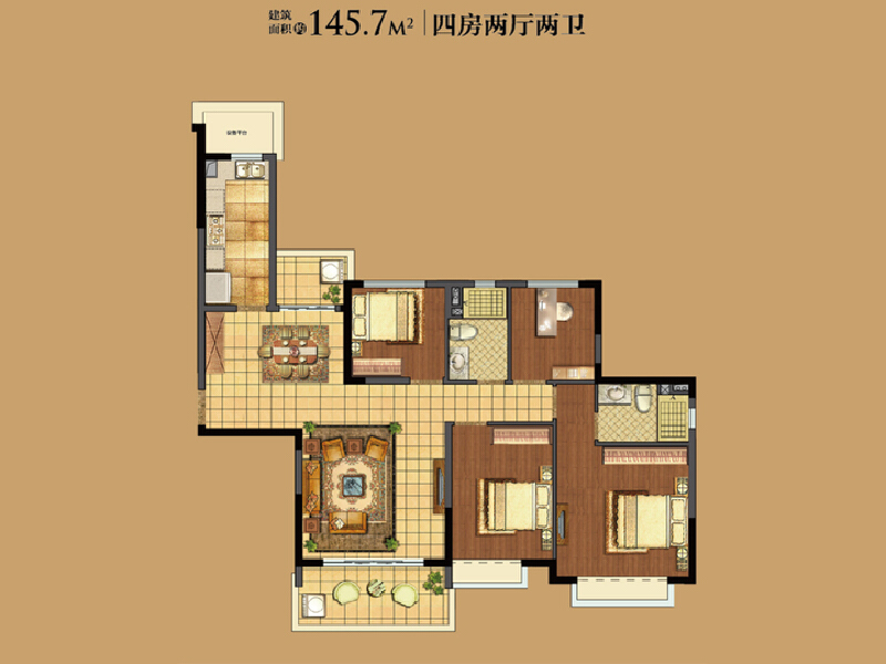 4室2厅2卫 住宅 售罄户型图