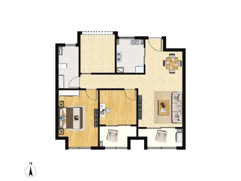 2室2厅1卫 住宅 售罄户型图