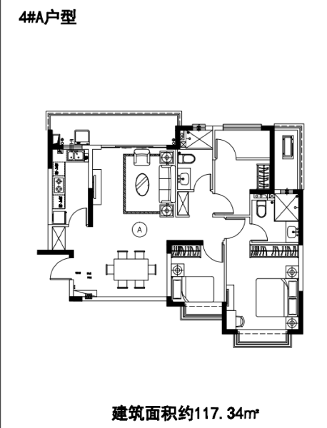 2室2厅2卫 住宅 在售户型图