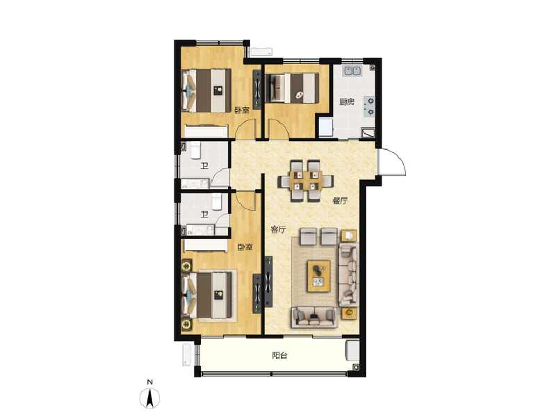 3室2厅2卫 住宅 在售户型图