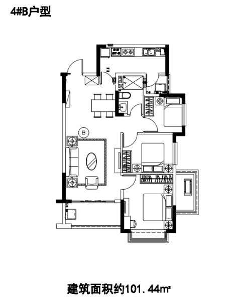 3室2厅1卫 住宅 在售户型图