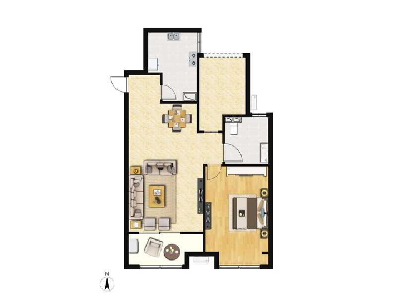 1室2厅1卫 住宅 在售户型图