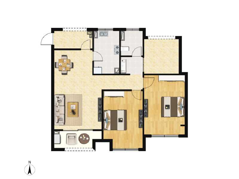 2室2厅1卫 住宅 售罄户型图