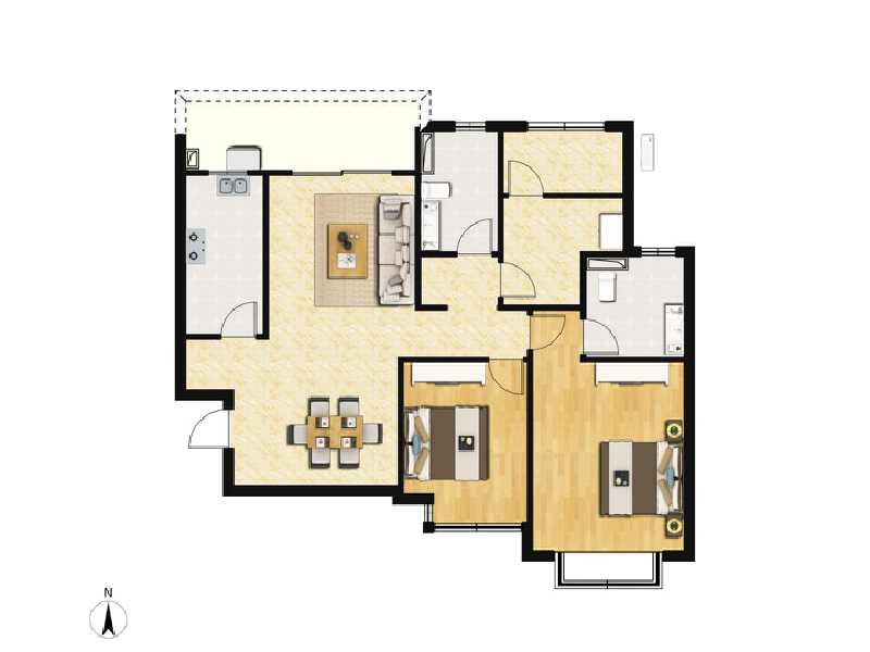 2室2厅2卫 住宅 在售户型图