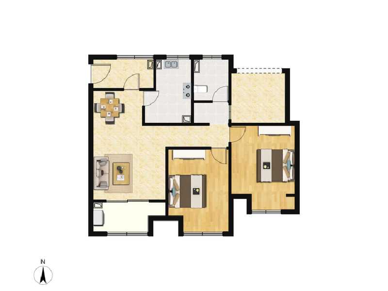 2室2厅1卫 住宅 售罄户型图