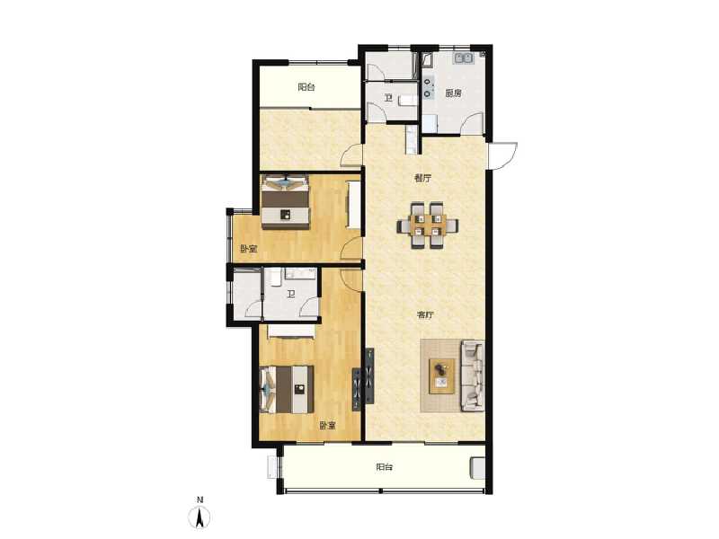3室2厅2卫 住宅 在售户型图