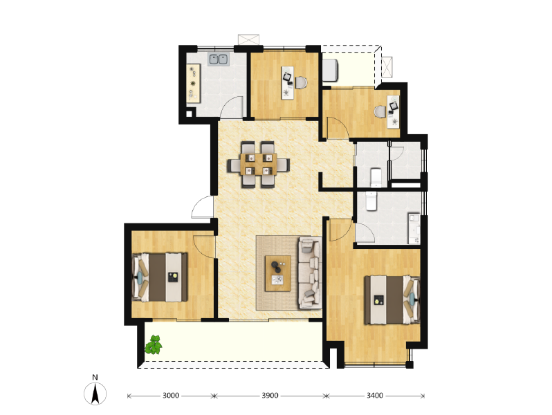 4室2厅2卫 住宅 售罄户型图