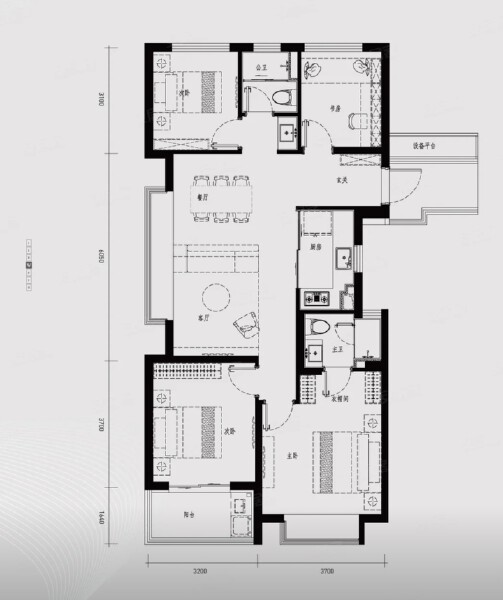 4室2厅2卫 住宅 在售户型图