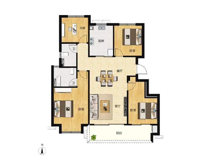 4室2厅2卫 住宅 在售户型图