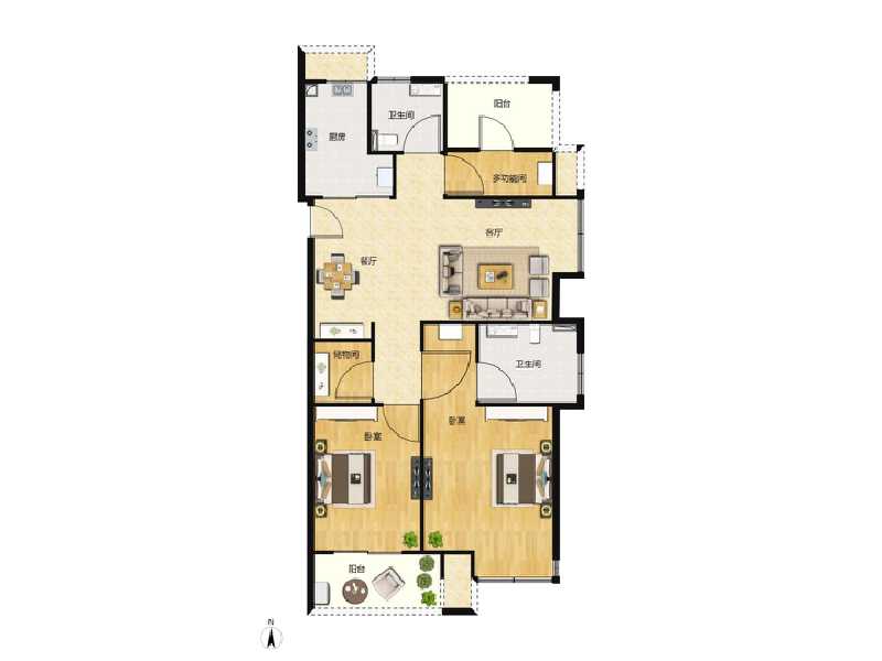 3室2厅2卫 住宅 在售户型图