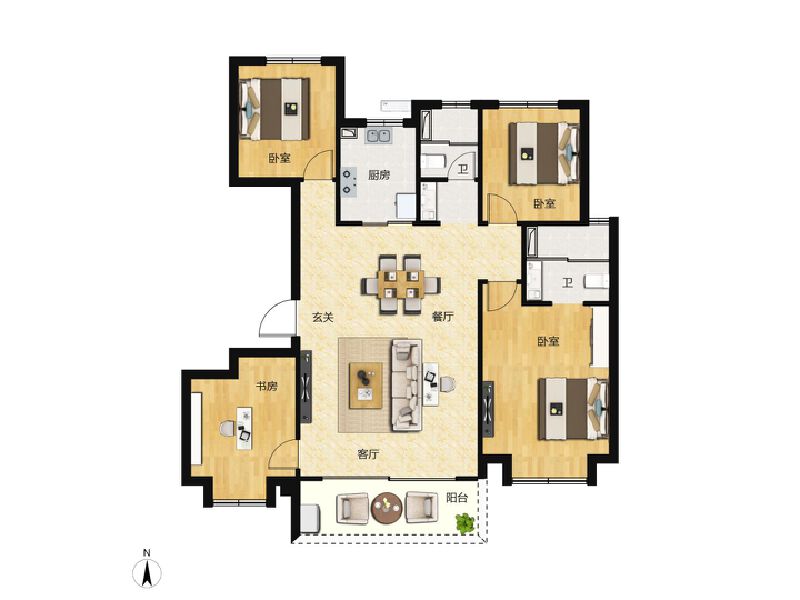 4室2厅2卫 住宅 在售户型图