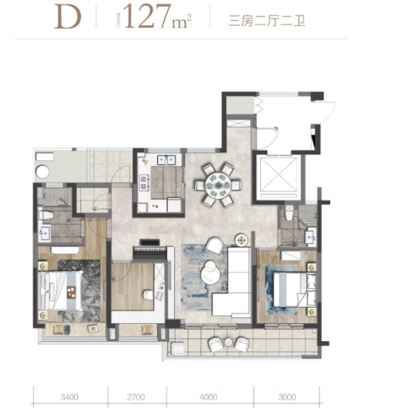 3室2厅2卫 住宅 售罄户型图