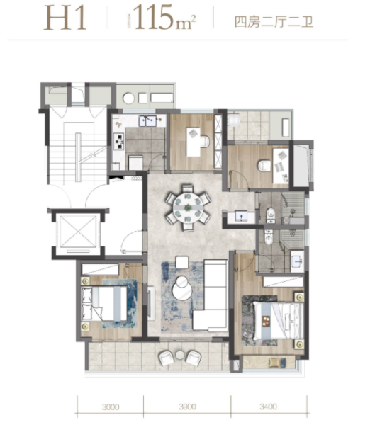 4室2厅2卫 住宅 售罄户型图