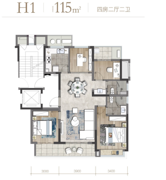 4室2厅2卫 住宅 售罄户型图