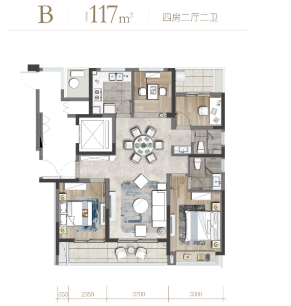 4室2厅2卫 住宅 售罄户型图